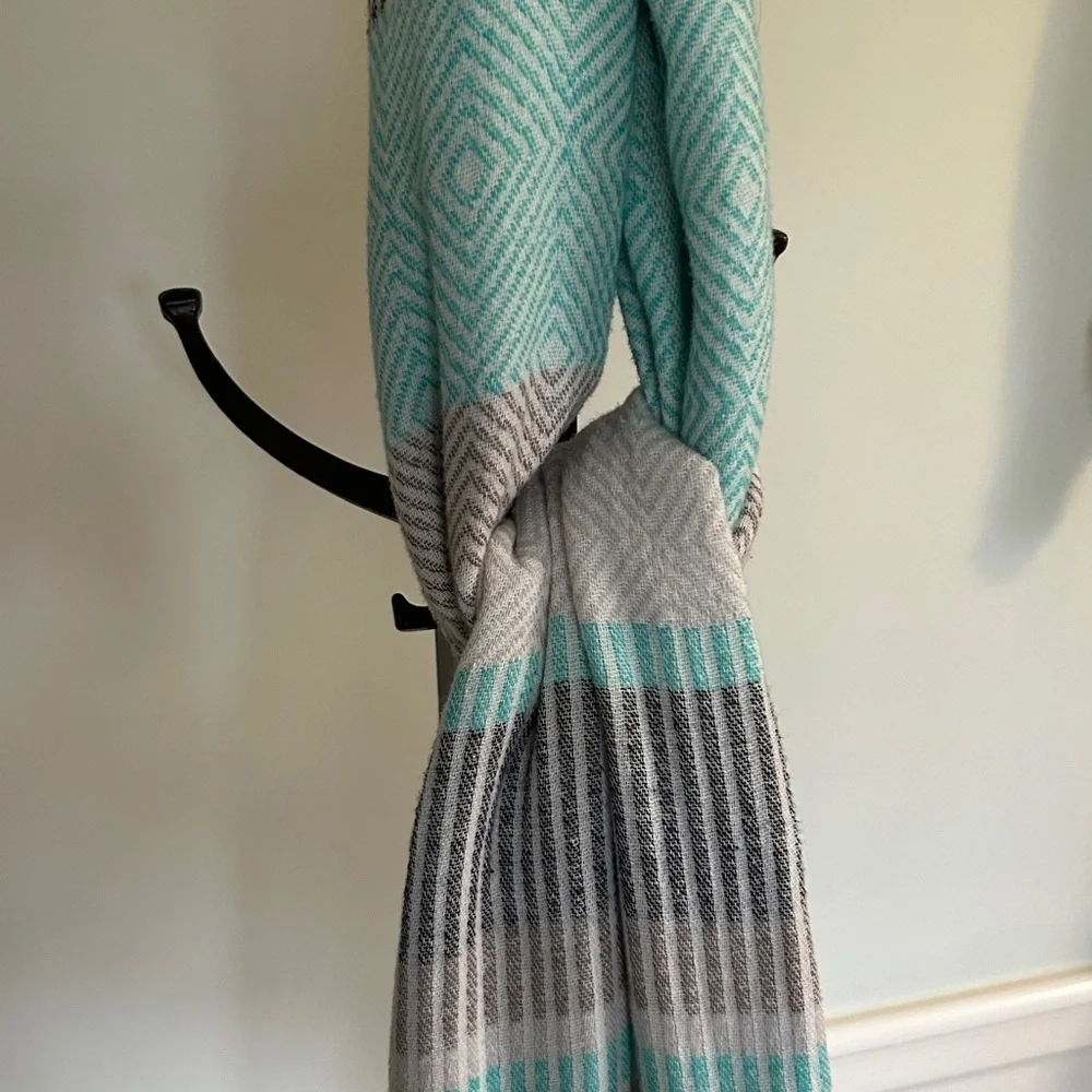 Favorites Set Mashup Cream Velvet Bolster Pillow Gray Beige Turquoise Wrap Scarf